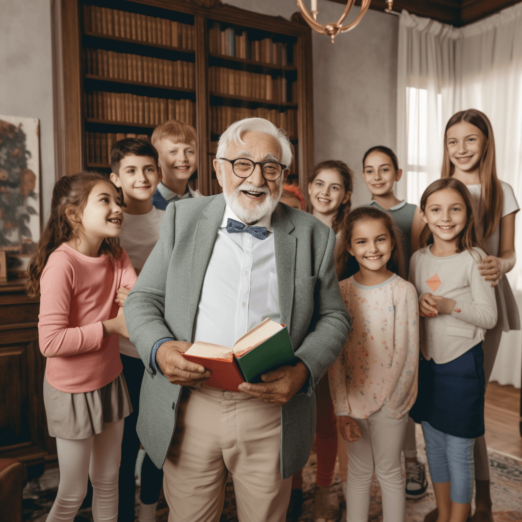 AI written autobiography author with his grandkids